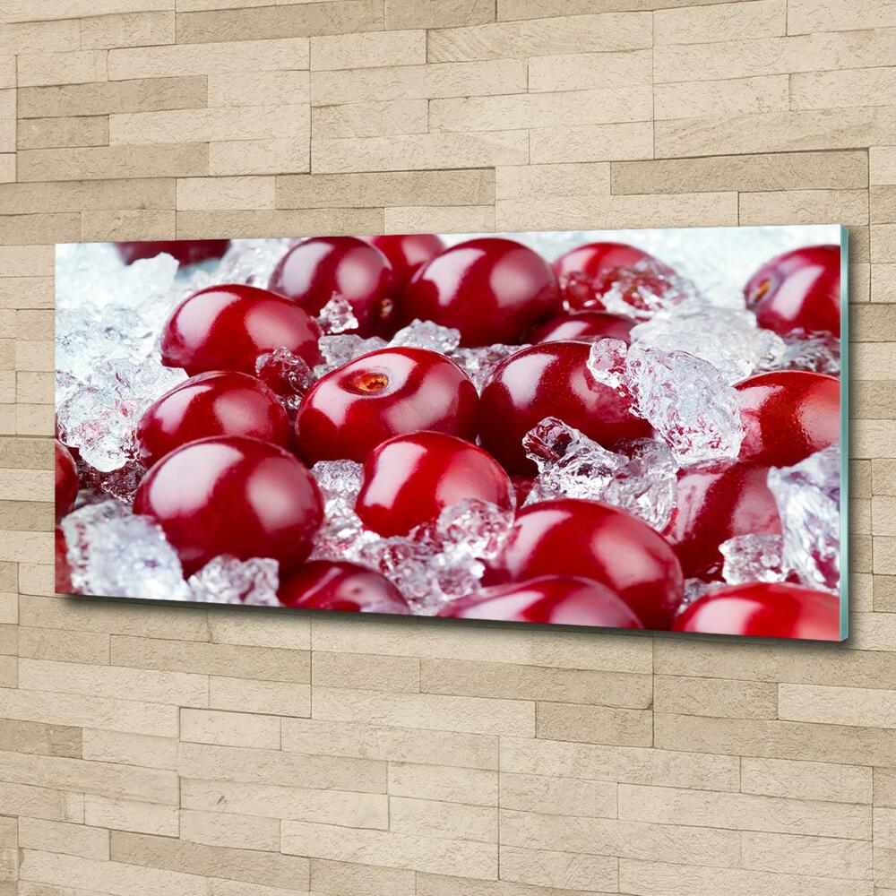 Printed glass wall art Frozen cherry