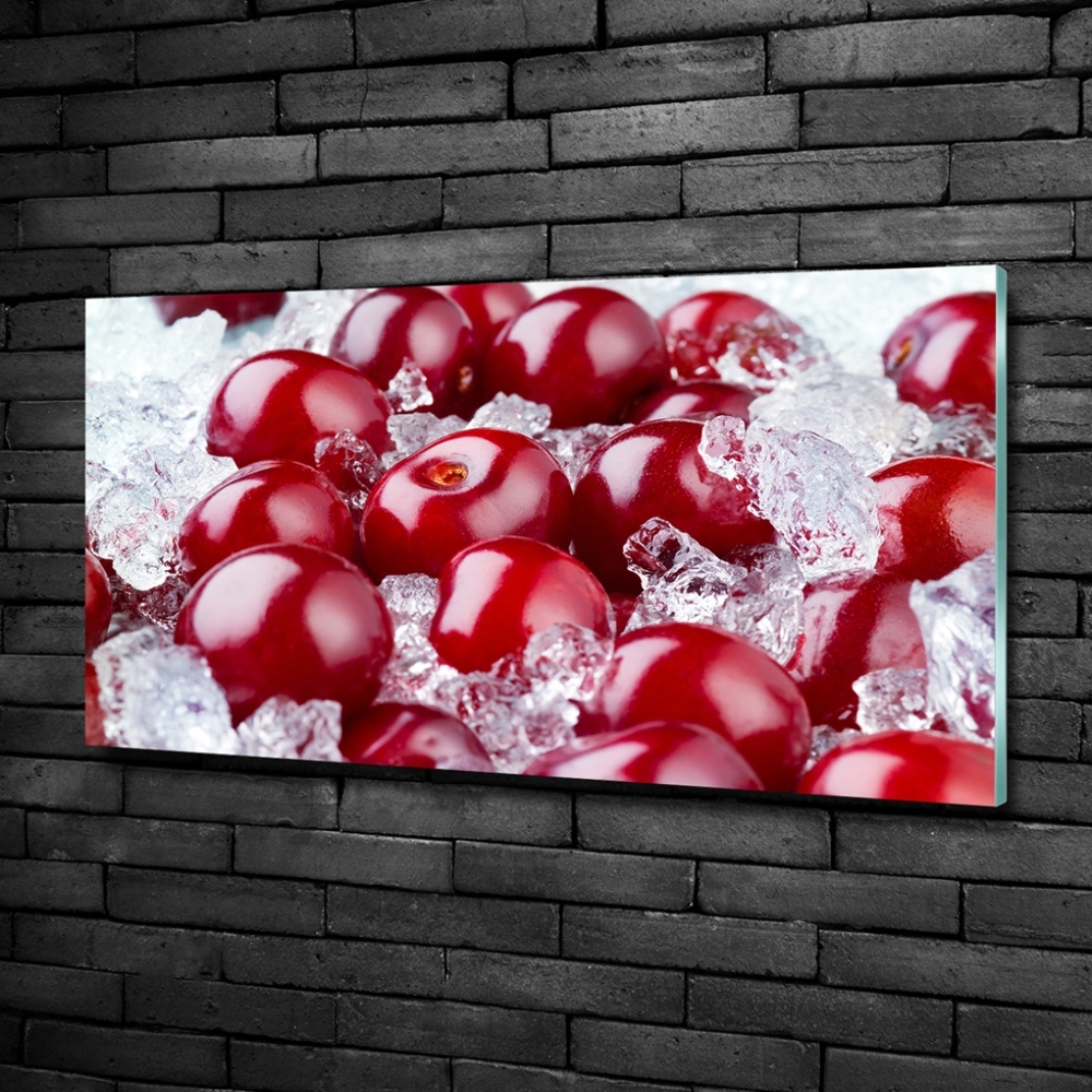 Printed glass wall art Frozen cherry