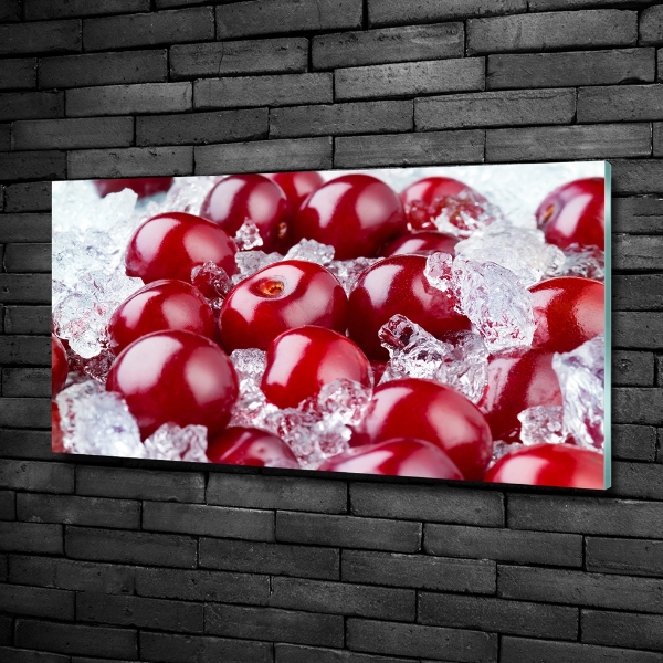 Printed glass wall art Frozen cherry