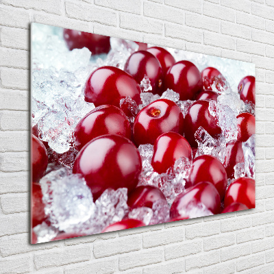 Printed glass wall art Frozen cherry