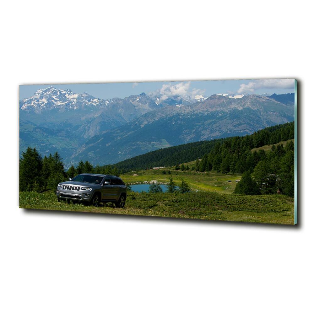 Glass wall art large Off-road car