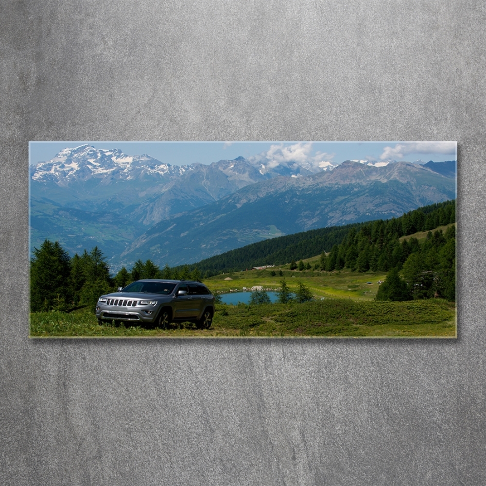 Glass wall art large Off-road car