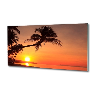 Glass art print Sunset beach