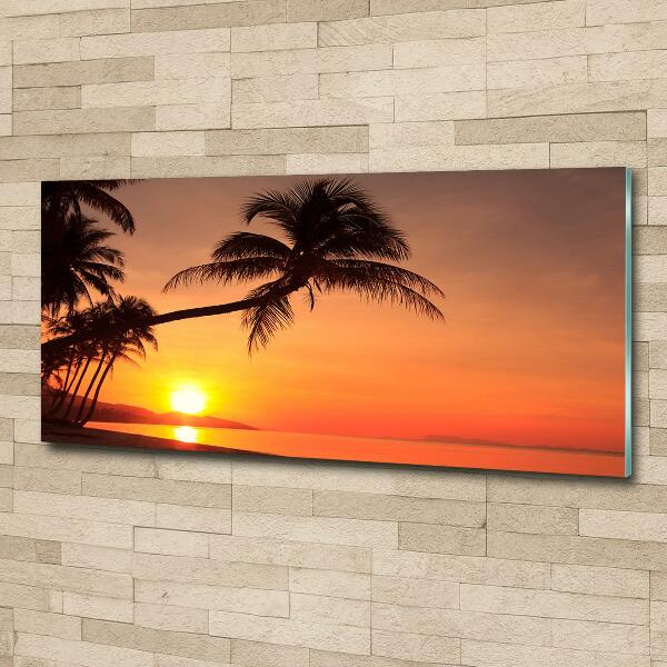 Glass art print Sunset beach