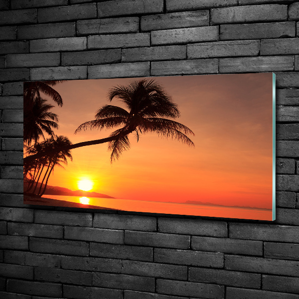 Glass art print Sunset beach