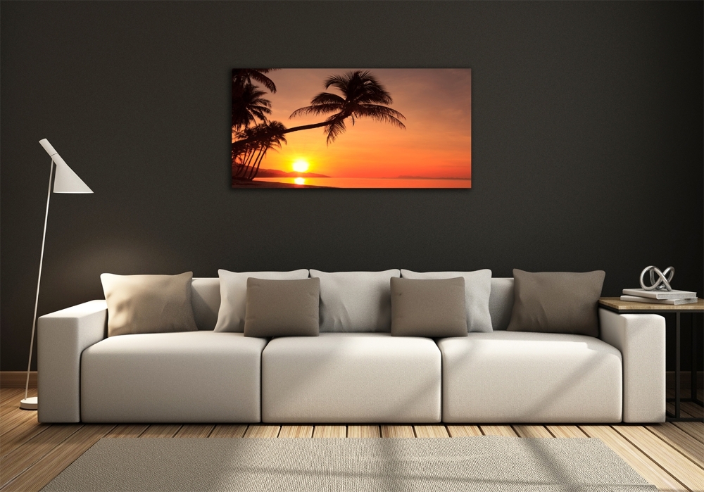 Glass art print Sunset beach