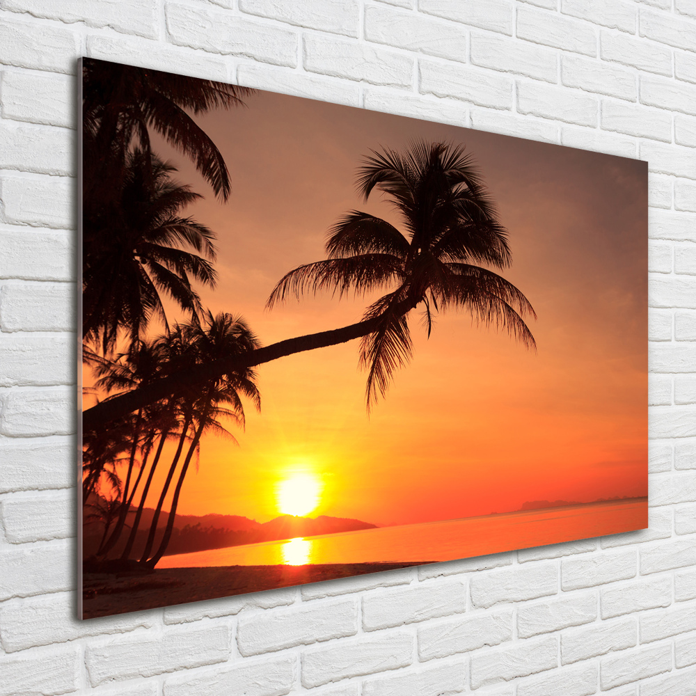 Glass art print Sunset beach