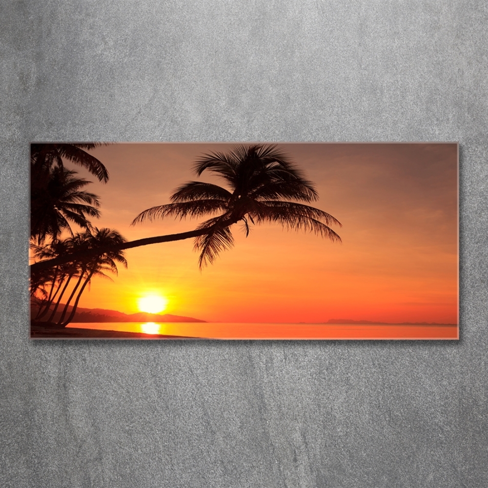 Glass art print Sunset beach