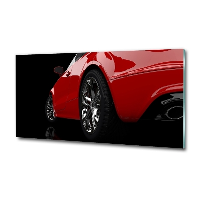 Glass wall art large Red car