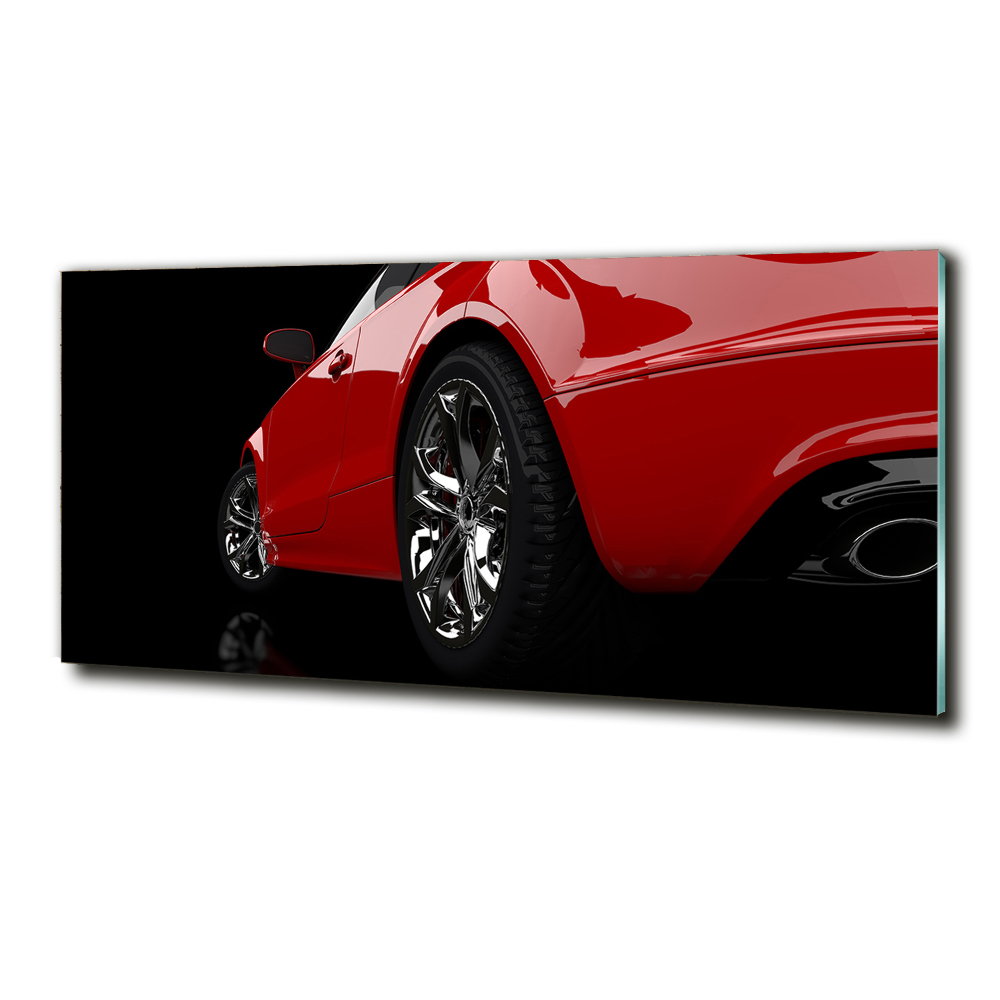 Glass wall art large Red car