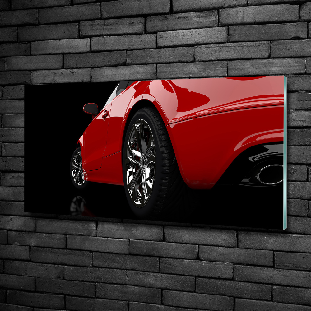 Glass wall art large Red car