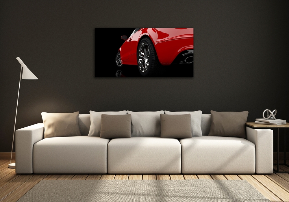 Glass wall art large Red car