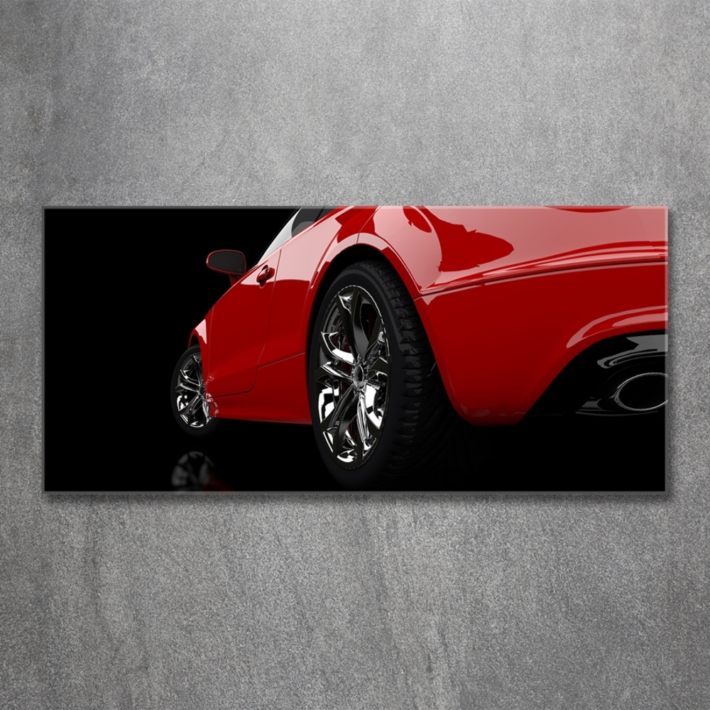 Glass wall art large Red car