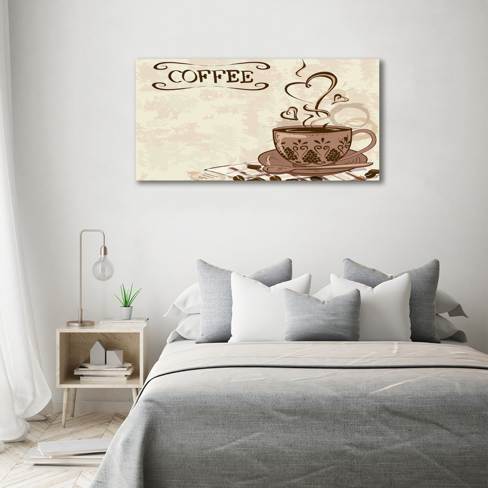 Glass picture wall art Aromatic coffee