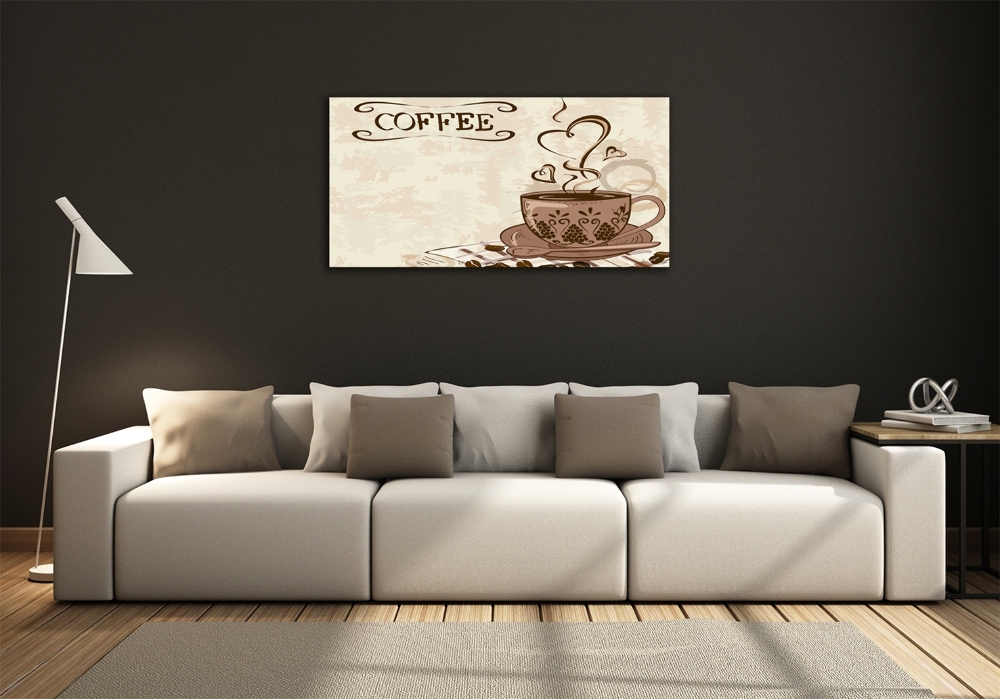 Glass picture wall art Aromatic coffee