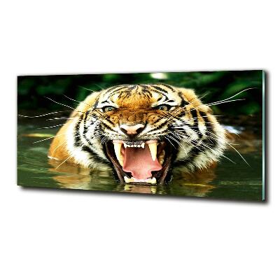 Glass picture wall art Roaring tiger