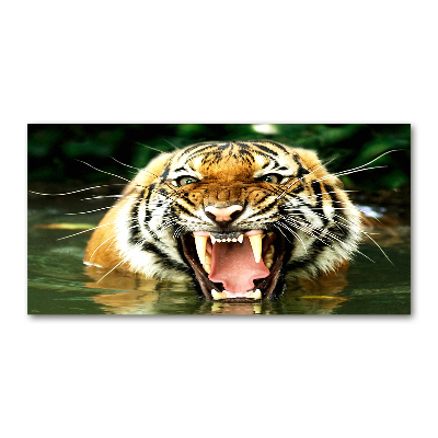 Glass picture wall art Roaring tiger