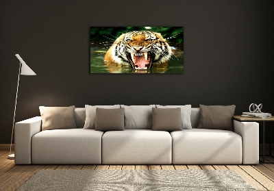 Glass picture wall art Roaring tiger