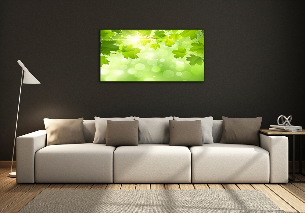 Wall art on glass Chestnut leaves