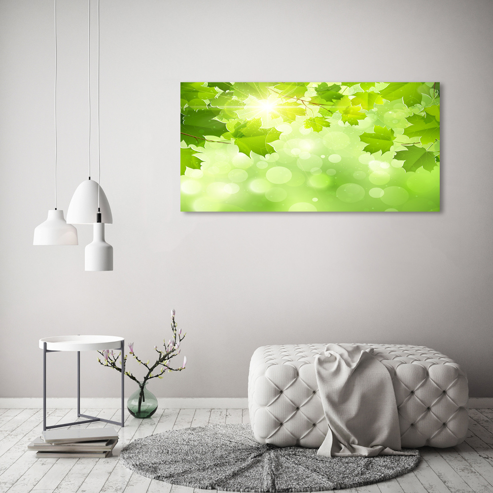 Wall art on glass Chestnut leaves