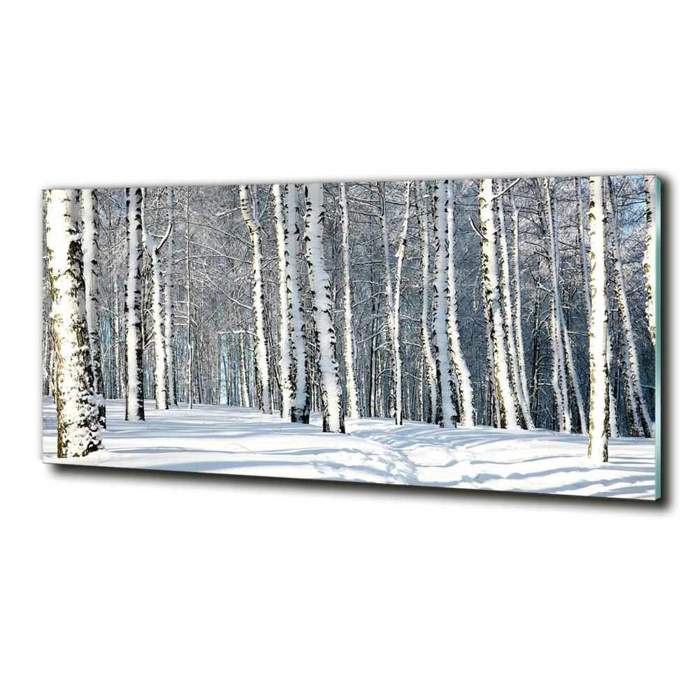 Glass wall art Forest in winter