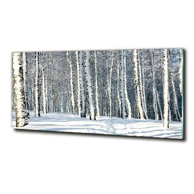 Glass wall art Forest in winter