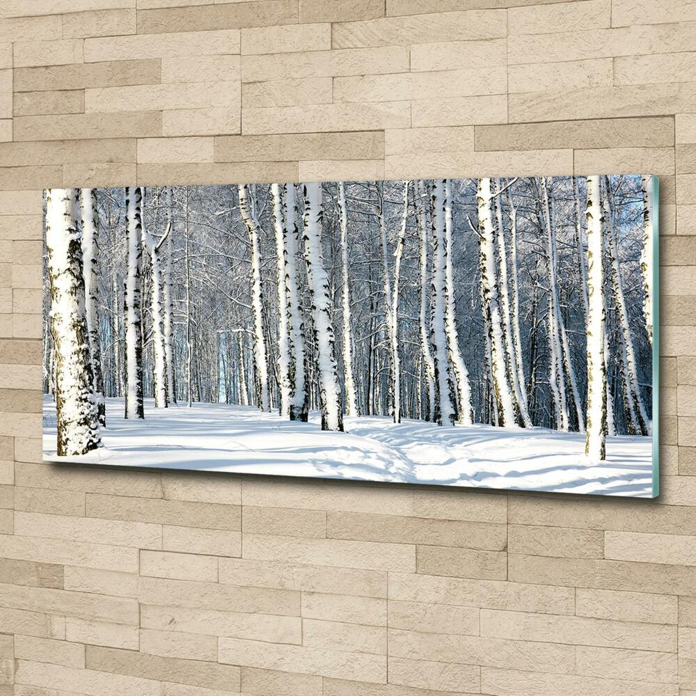 Glass wall art Forest in winter