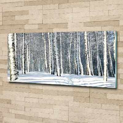 Glass wall art Forest in winter