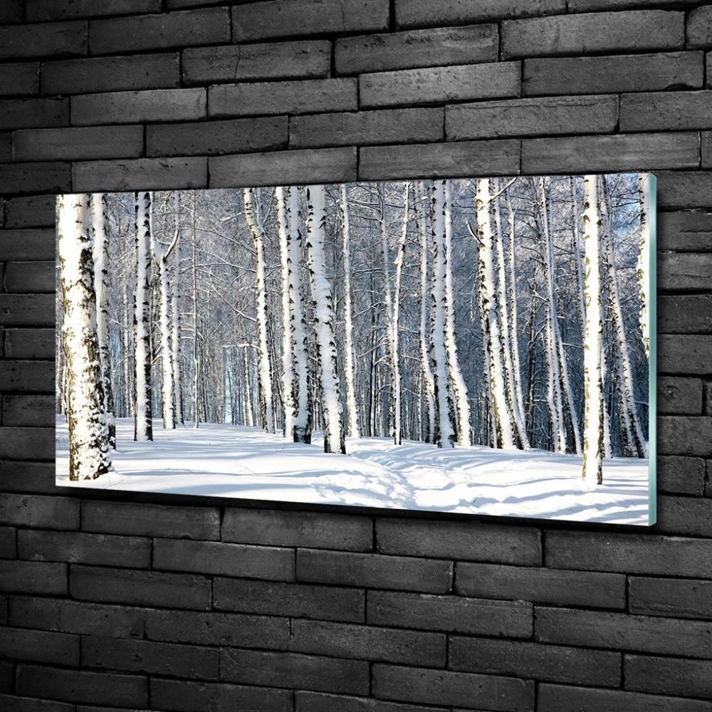 Glass wall art Forest in winter