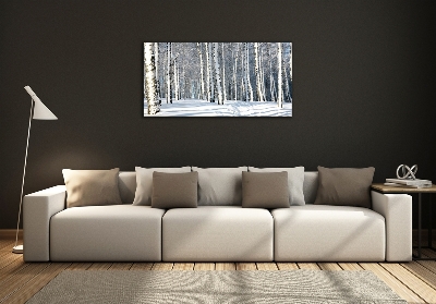 Glass wall art Forest in winter