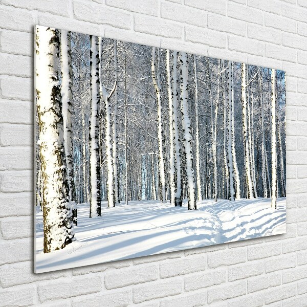 Glass wall art Forest in winter