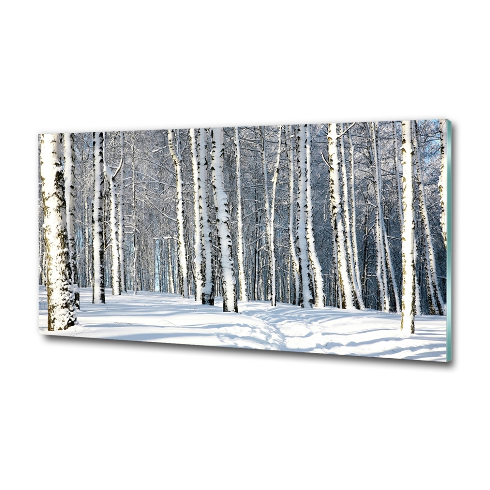 Glass wall art Forest in winter