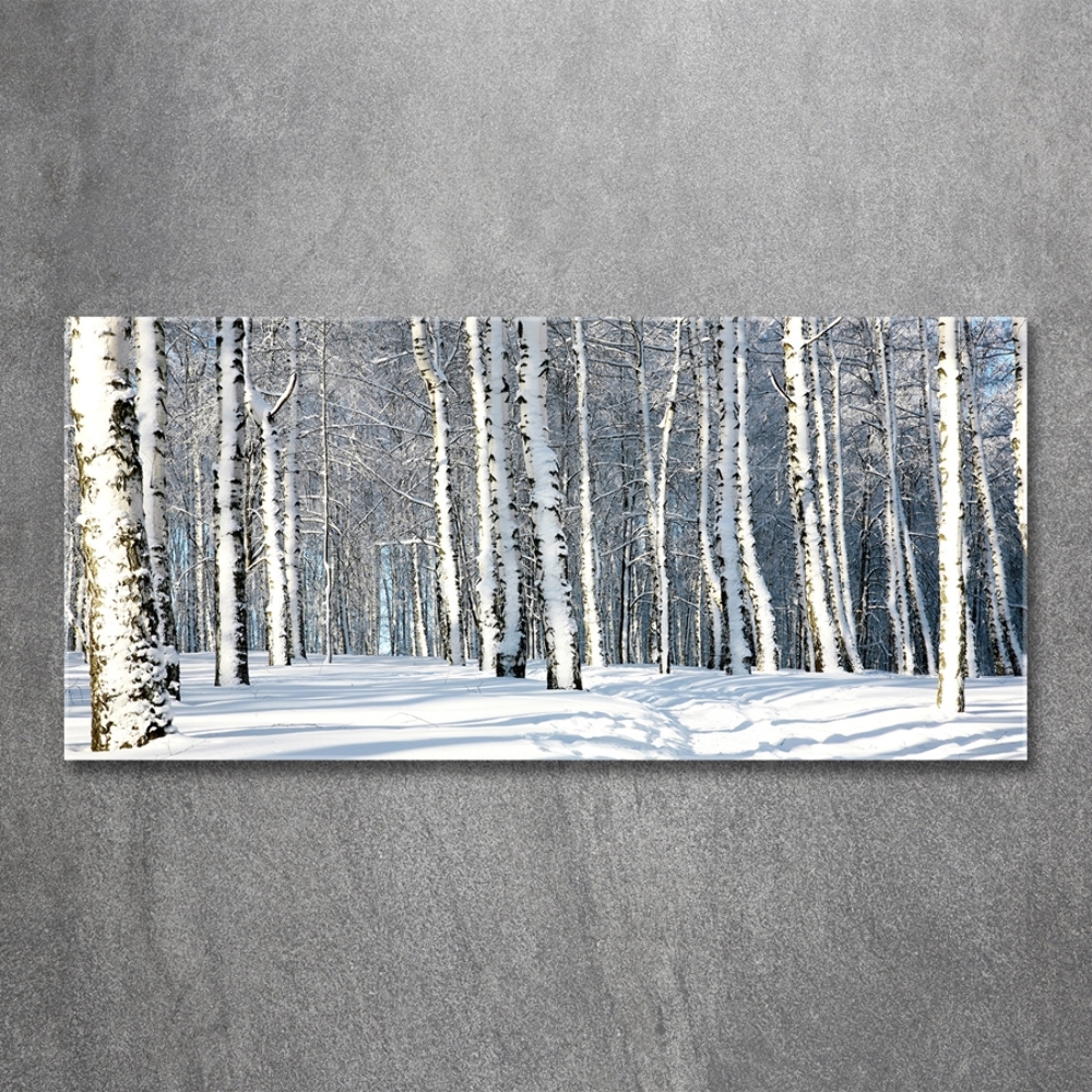 Glass wall art Forest in winter