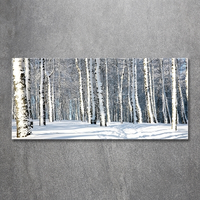 Glass wall art Forest in winter