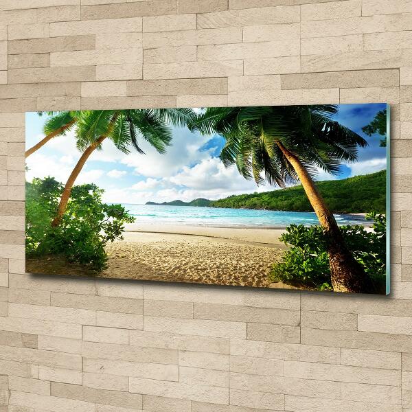 Glass art print Palms on the beach