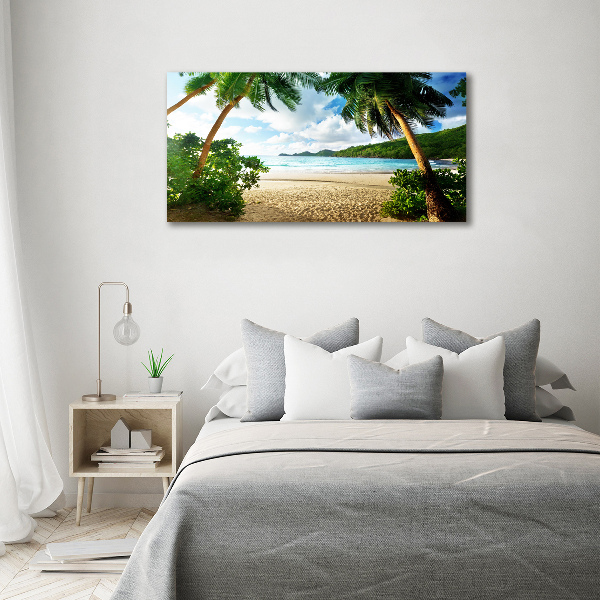 Glass art print Palms on the beach