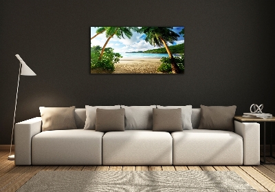 Glass art print Palms on the beach