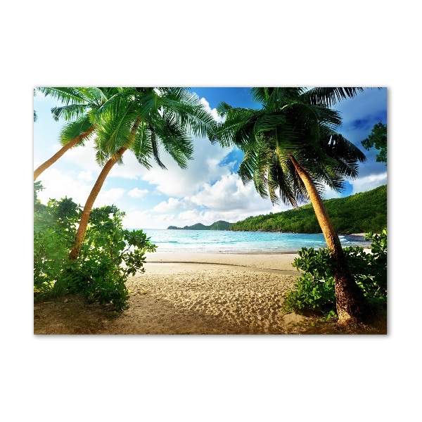 Glass art print Palms on the beach