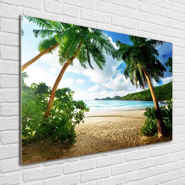 Glass art print Palms on the beach