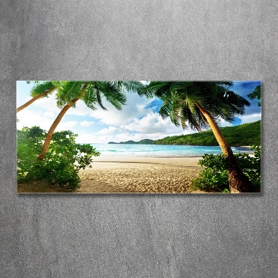 Glass art print Palms on the beach