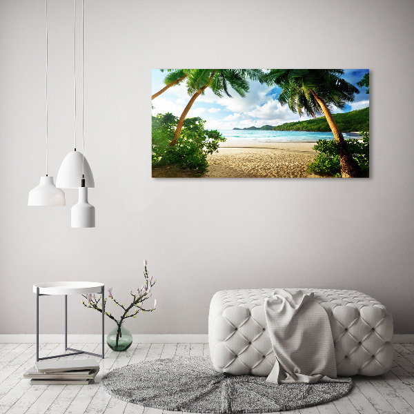 Glass art print Palms on the beach