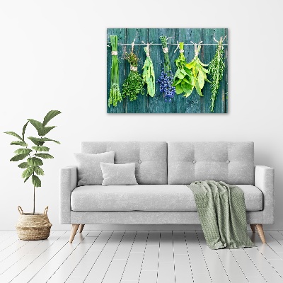 Glass wall art large Herbs on a string