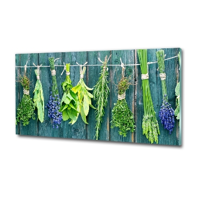 Glass wall art large Herbs on a string