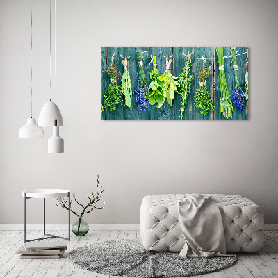 Glass wall art large Herbs on a string