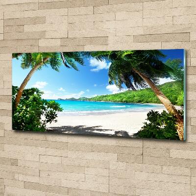 Wall art on glass Seychelles beach