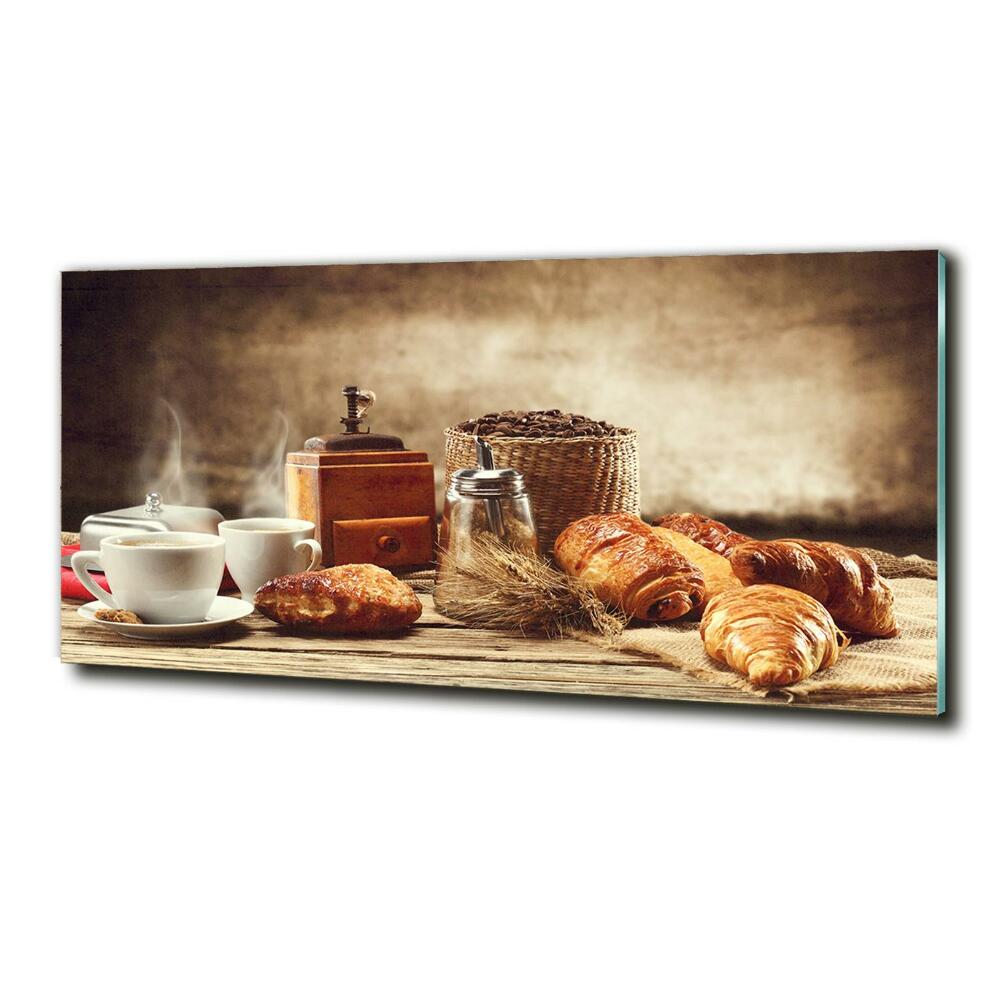 Glass wall art large Breakfast