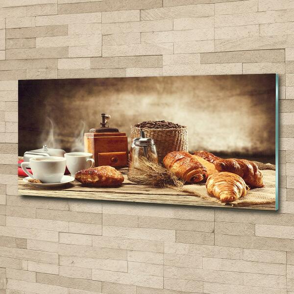 Glass wall art large Breakfast