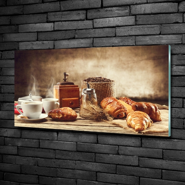 Glass wall art large Breakfast