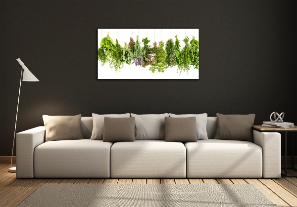 Glass wall art large Herbs on a string