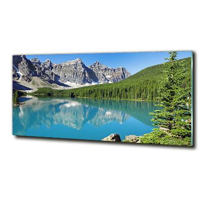 Glass wall art Lake in the mountains